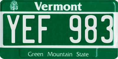 VT license plate YEF983