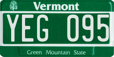 VT license plate YEG095