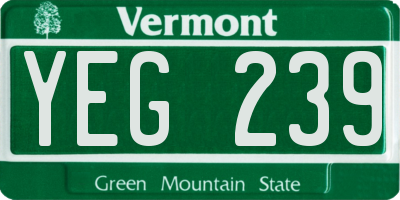 VT license plate YEG239