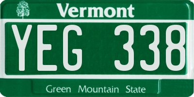 VT license plate YEG338