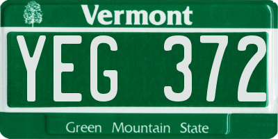 VT license plate YEG372