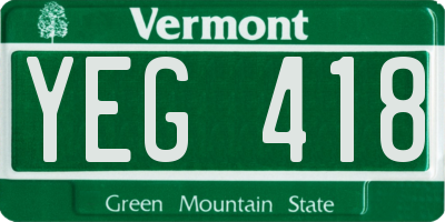 VT license plate YEG418