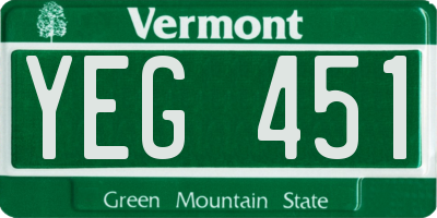 VT license plate YEG451