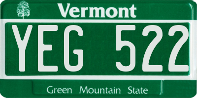 VT license plate YEG522