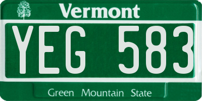 VT license plate YEG583