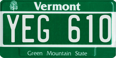 VT license plate YEG610
