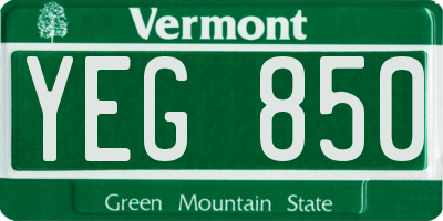 VT license plate YEG850