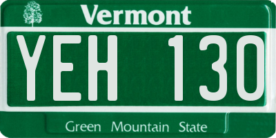 VT license plate YEH130