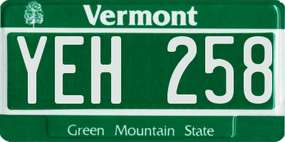 VT license plate YEH258