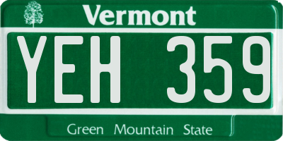 VT license plate YEH359