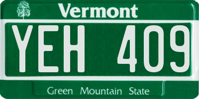 VT license plate YEH409