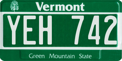 VT license plate YEH742