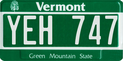 VT license plate YEH747