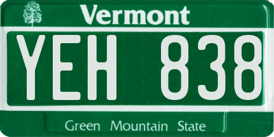 VT license plate YEH838