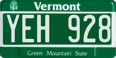VT license plate YEH928