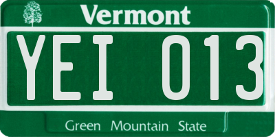 VT license plate YEI013