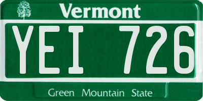 VT license plate YEI726