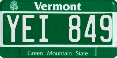 VT license plate YEI849