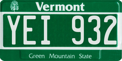 VT license plate YEI932