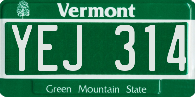 VT license plate YEJ314