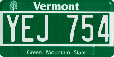 VT license plate YEJ754