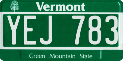 VT license plate YEJ783