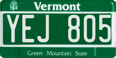 VT license plate YEJ805