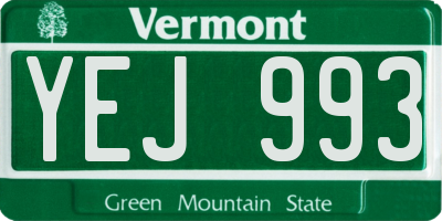VT license plate YEJ993