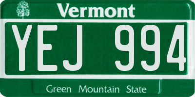 VT license plate YEJ994
