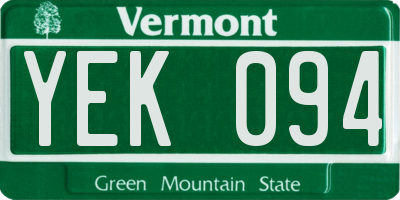 VT license plate YEK094