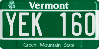 VT license plate YEK160