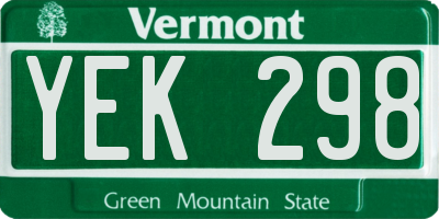 VT license plate YEK298