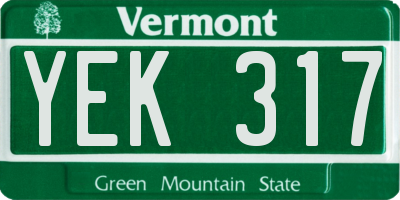 VT license plate YEK317