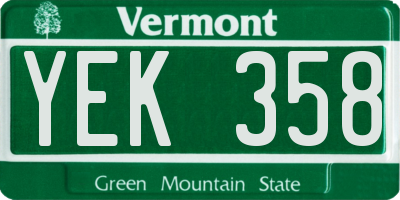 VT license plate YEK358