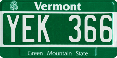 VT license plate YEK366
