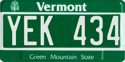 VT license plate YEK434
