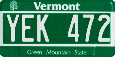 VT license plate YEK472