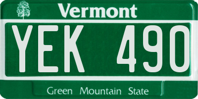 VT license plate YEK490