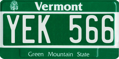 VT license plate YEK566
