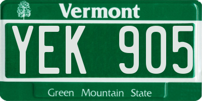 VT license plate YEK905