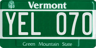 VT license plate YEL070