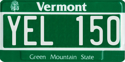 VT license plate YEL150