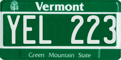 VT license plate YEL223