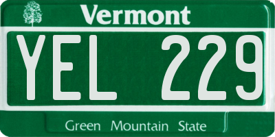 VT license plate YEL229