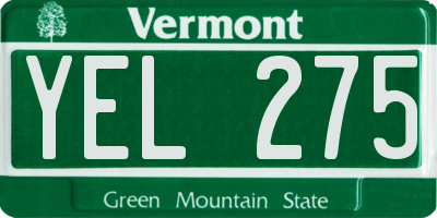 VT license plate YEL275