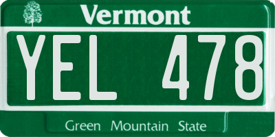 VT license plate YEL478