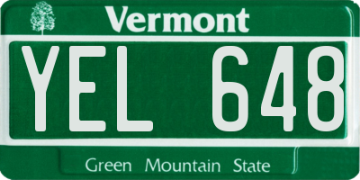 VT license plate YEL648