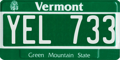 VT license plate YEL733
