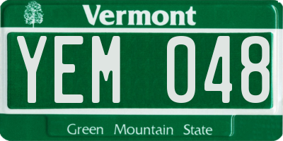 VT license plate YEM048