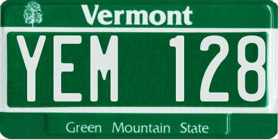 VT license plate YEM128